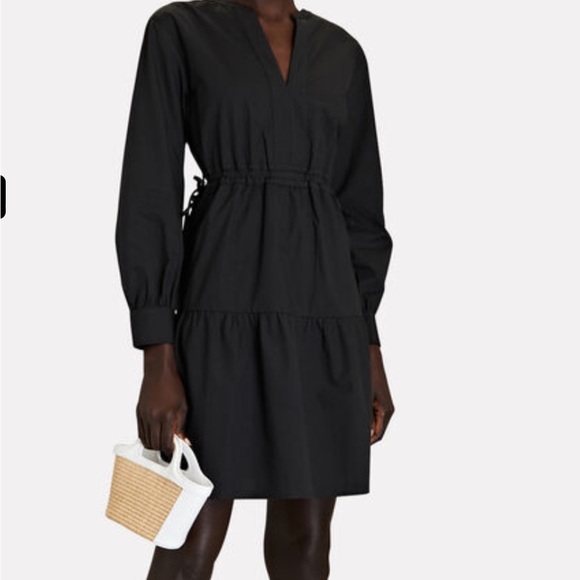 RAILS Ivy Organic Cotton-Blend Mini Dress NWT Long Sleeve Tiered Drawstring XS - Picture 1 of 16